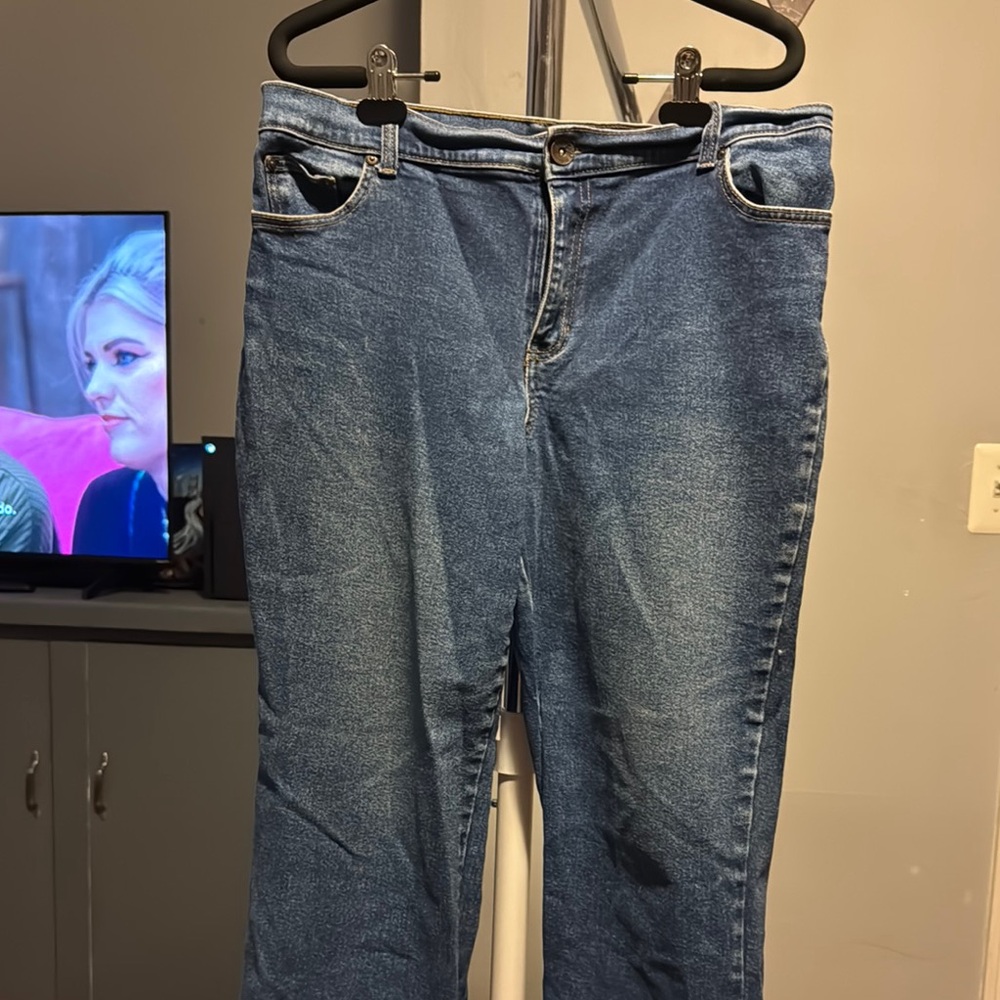 Style & Co Blue Straight Leg Jeans with Lived-In Look